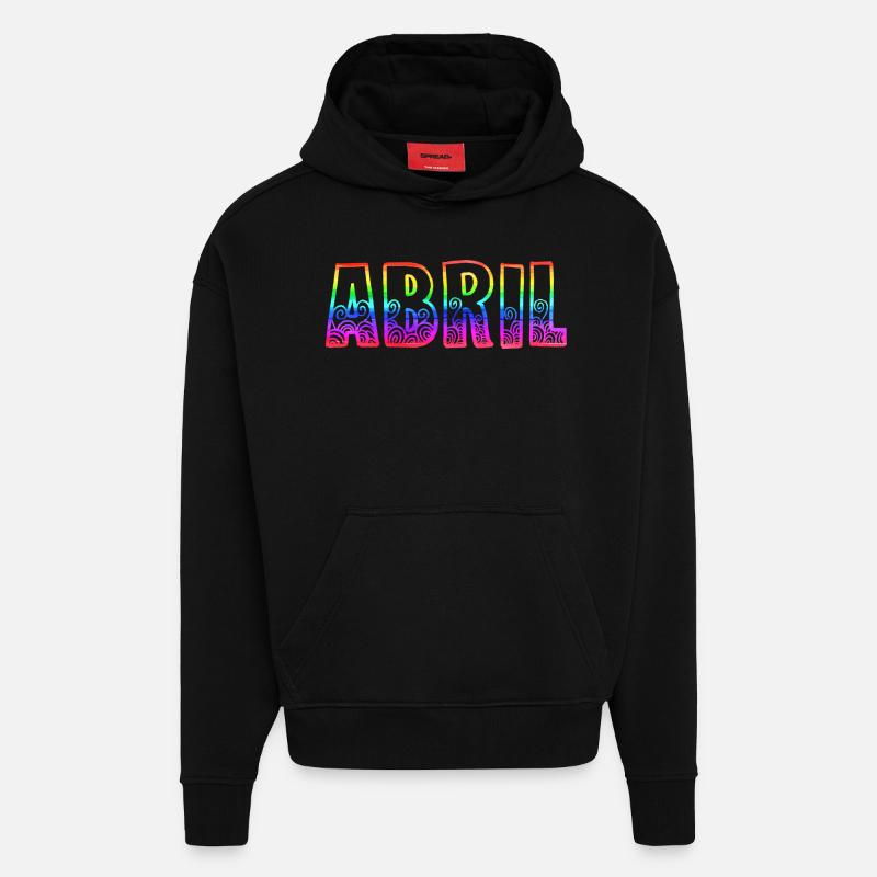 abril rs arc-en-ciel - Sweat à capuche bio épais oversize fabriqué en UE - SOLID BLACK