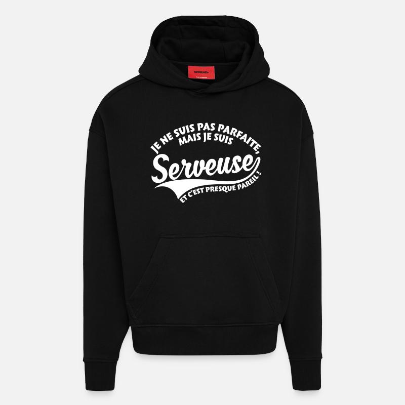 Parfaite Serveuse - Sweat à capuche bio épais oversize fabriqué en UE - SOLID BLACK