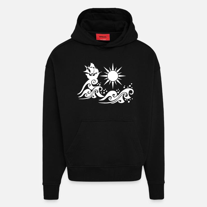 Galion blanc - Sweat à capuche bio épais oversize fabriqué en UE - SOLID BLACK