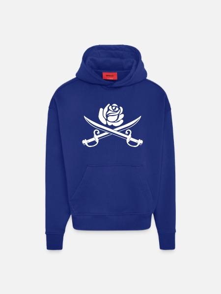 Fleur blanche et épées croisées - Sweat à capuche bio épais oversize fabriqué en UE - SOLID BLACK