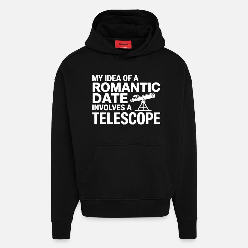 Romantisches Date Teleskop Journal - Hoodie- made by SPREAD - SOLID BLACK