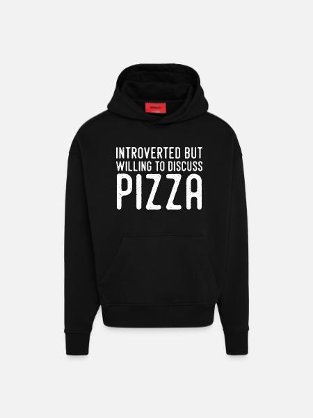 Introvert but Pizza Fan - Hoodie- made by SPREAD - SOLID BLACK