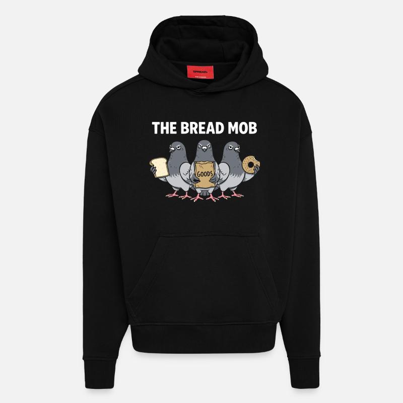 Pigeons Mafia Birds - Sweat à capuche bio épais oversize fabriqué en UE - SOLID BLACK