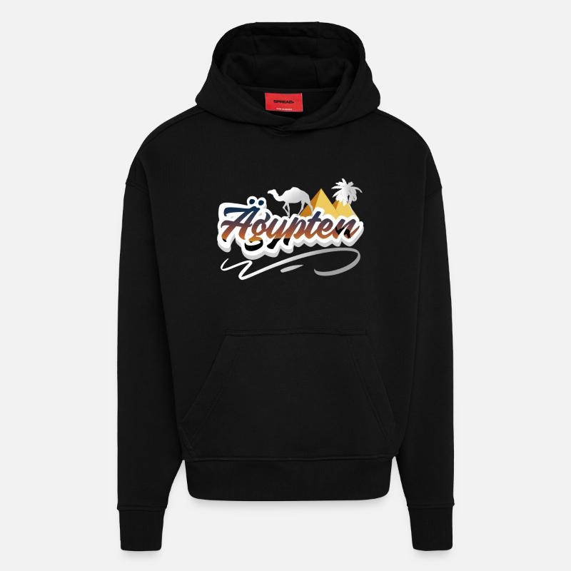 Egypte - Sweat à capuche bio épais oversize fabriqué en UE - SOLID BLACK