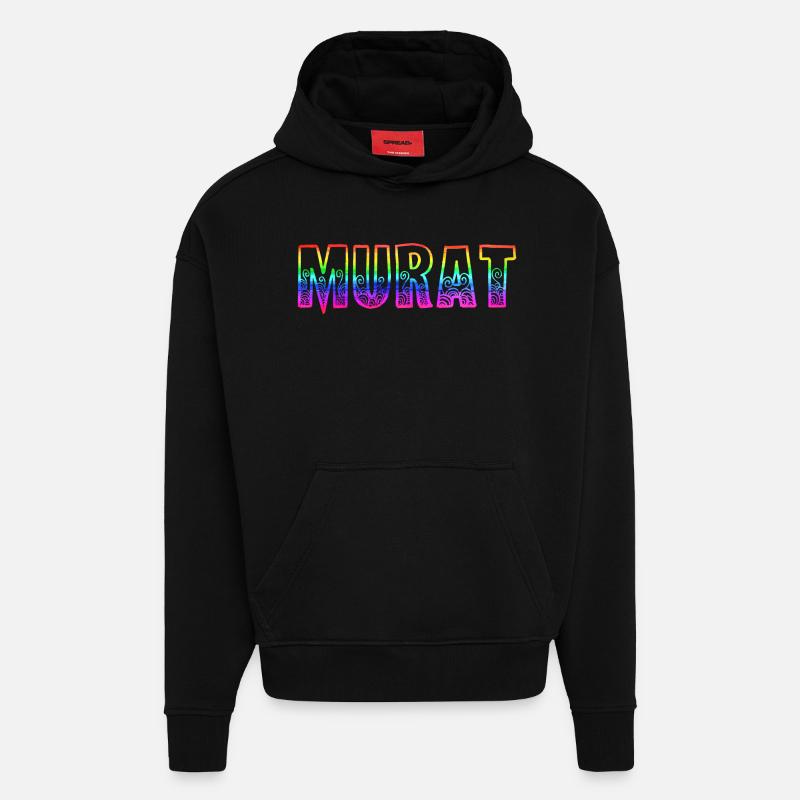 murat rs arc-en-ciel - Sweat à capuche bio épais oversize fabriqué en UE - SOLID BLACK