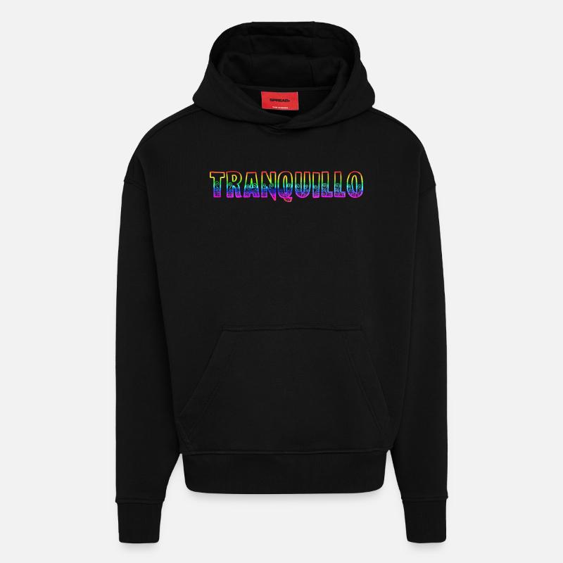 tranquillo rs arc-en-ciel - Sweat à capuche bio épais oversize fabriqué en UE - SOLID BLACK