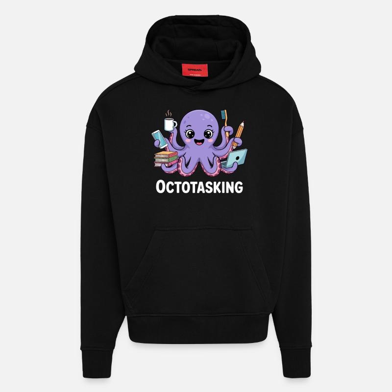 Octotasking Krake im Multitasking Modus - Hoodie- made by SPREAD - SOLID BLACK