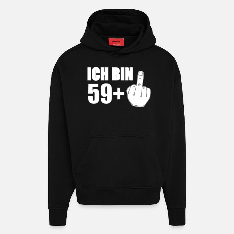 60 Years Funny Present - Finger - Hoodie- made by SPREAD  - SOLID BLACK