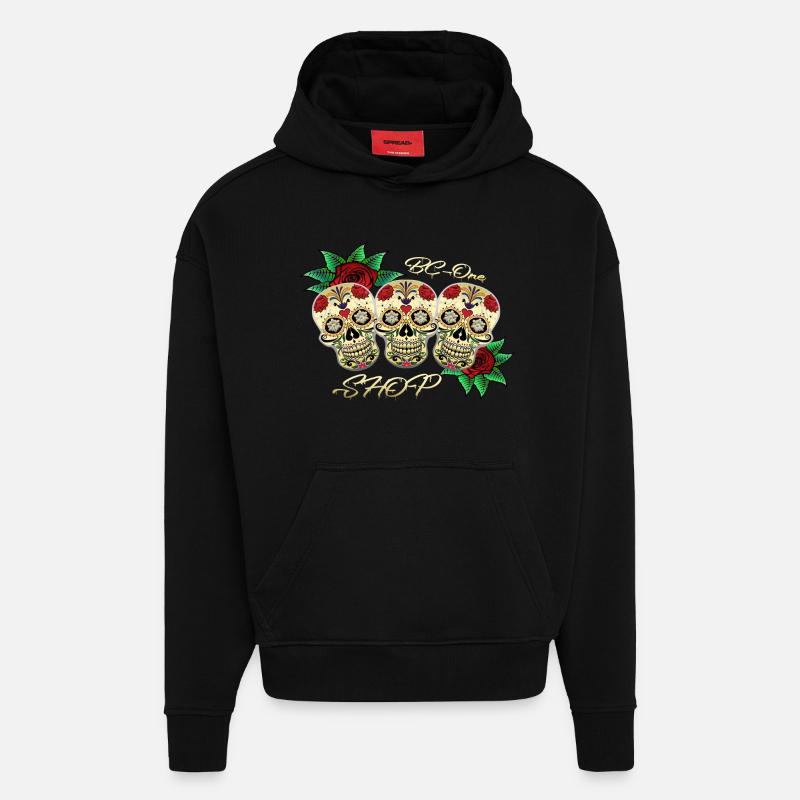 Skulls - Hoodie- made by SPREAD - SOLID BLACK