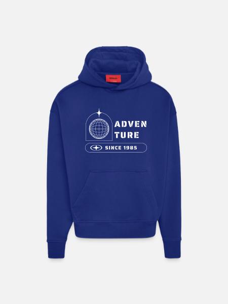 Aventure Explorer Voyage 1985 - Sweat à capuche bio épais oversize fabriqué en UE - SOLID BLACK