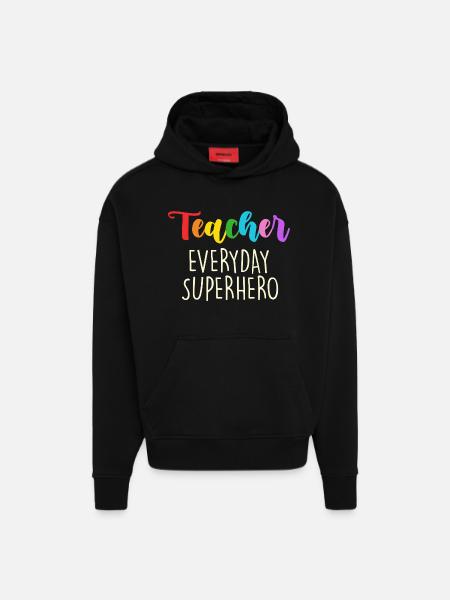 Teacher Everyday Superhero Design - Hoodie- made by SPREAD - SOLID BLACK