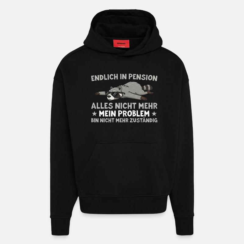 Pension Waschbär Non responsable - Sweat à capuche bio épais oversize fabriqué en UE - SOLID BLACK