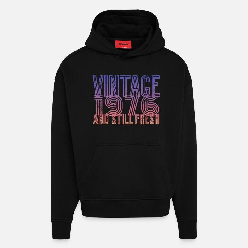 årgang 1976 - Heavyweight Oversized Organic hettegenser produsert i EU - SOLID BLACK