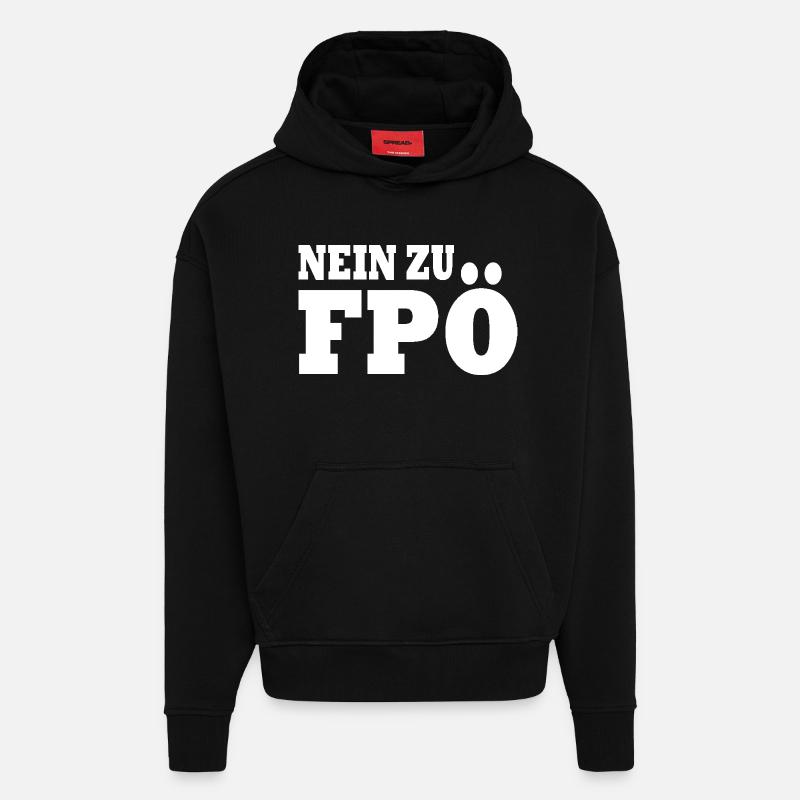 Non à fpö - Sweat à capuche bio épais oversize fabriqué en UE - SOLID BLACK