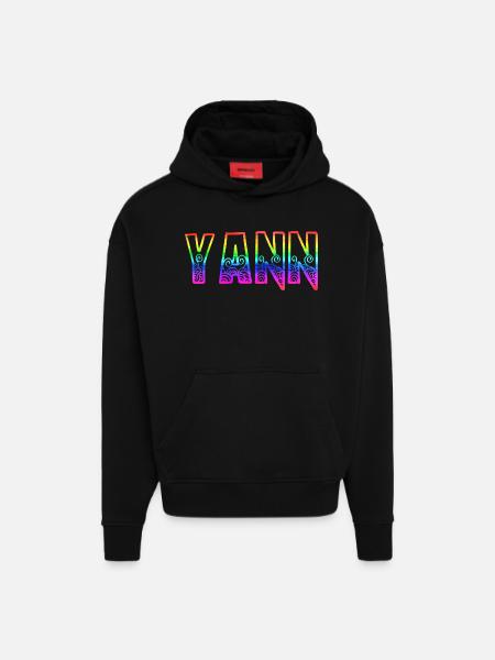 yann rs rainbow - Hoodie- made by SPREAD  - SOLID BLACK