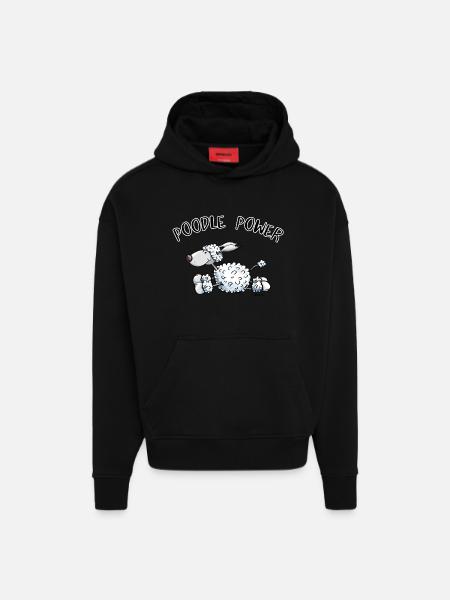 Poodle Power - Hoodie- made by SPREAD - SOLID BLACK