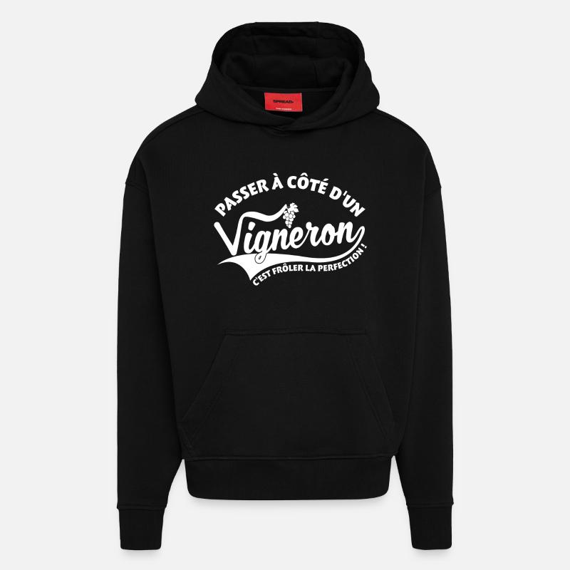 Vigneron Perfection - Sweat à capuche bio épais oversize fabriqué en UE - SOLID BLACK