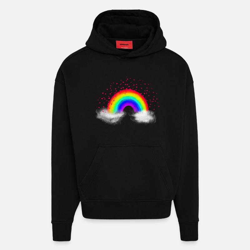Rainbow clouds - Hoodie- made by SPREAD  - SOLID BLACK