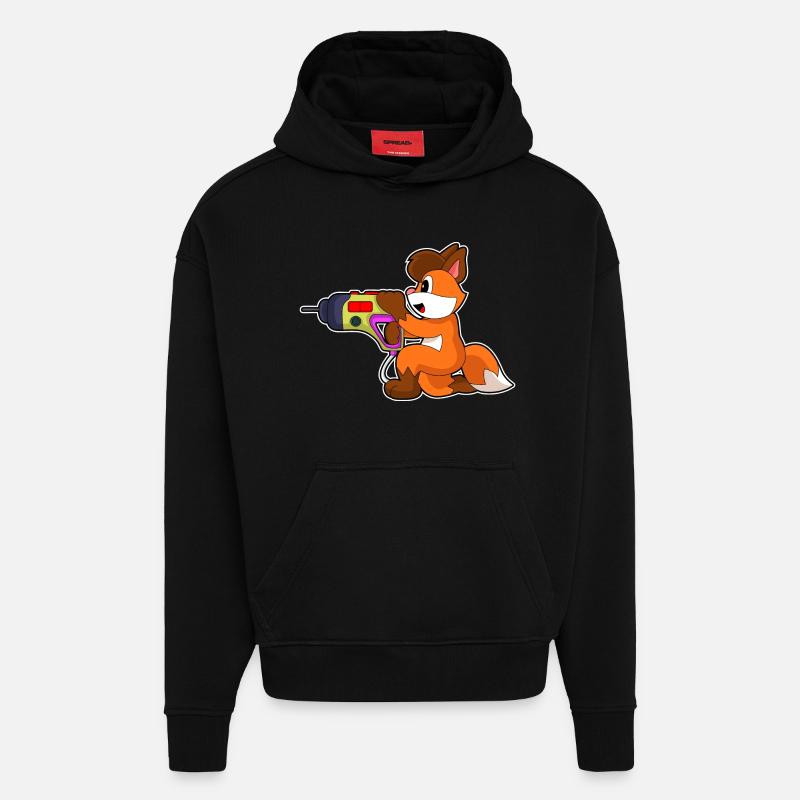 Fuchs Craftsman Drill - Sweat à capuche bio épais oversize fabriqué en UE - SOLID BLACK