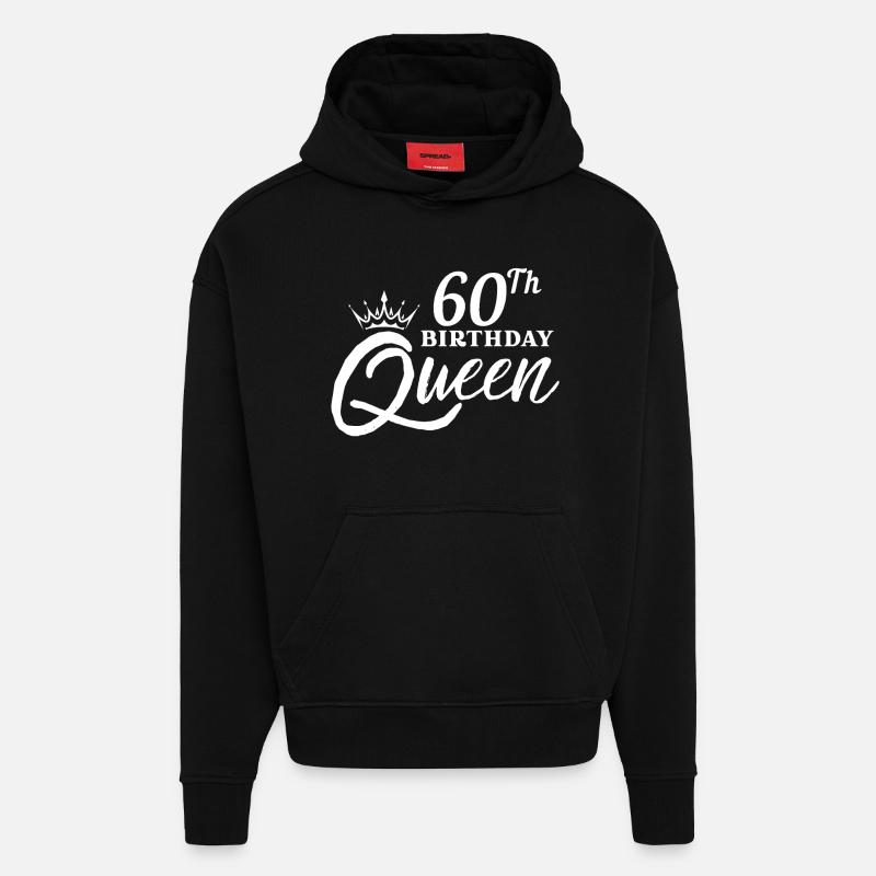 Reine du 60e anniversaire - Sweat à capuche bio épais oversize fabriqué en UE - SOLID BLACK