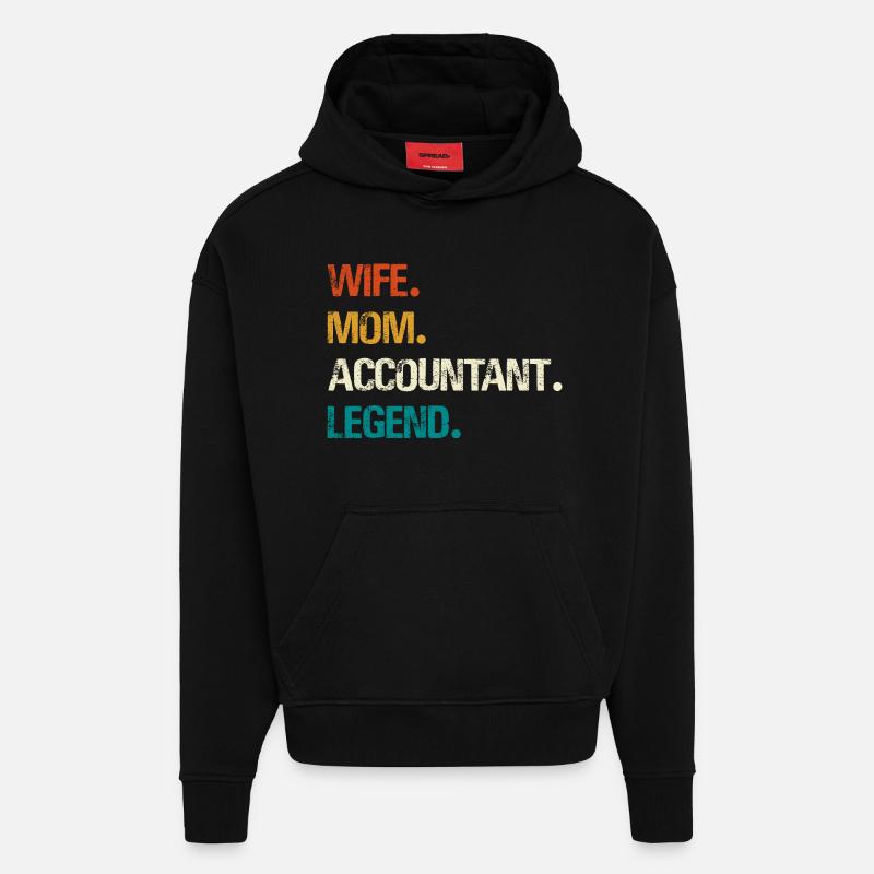 Épouse Mère Comptable Légende - Sweat à capuche bio épais oversize fabriqué en UE - SOLID BLACK