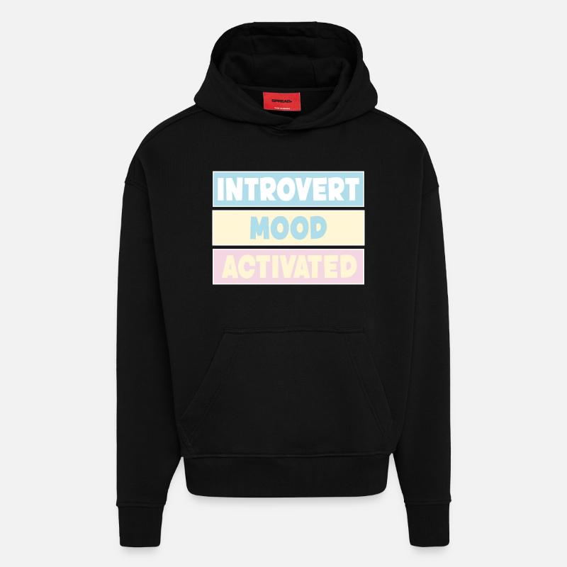 introverti - Sweat à capuche bio épais oversize fabriqué en UE - SOLID BLACK