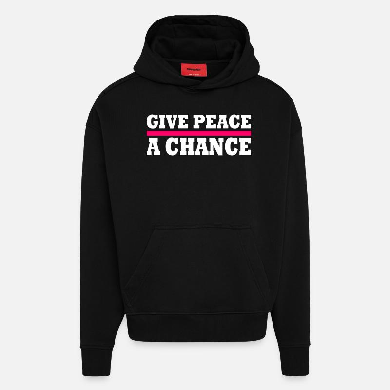 Give peace a chance - Sweat à capuche bio épais oversize fabriqué en UE - SOLID BLACK