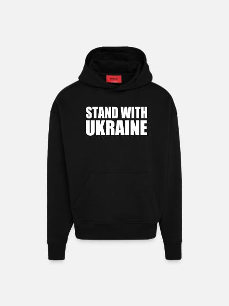 Stand with ukraine - Hoodie- made by SPREAD - SOLID BLACK