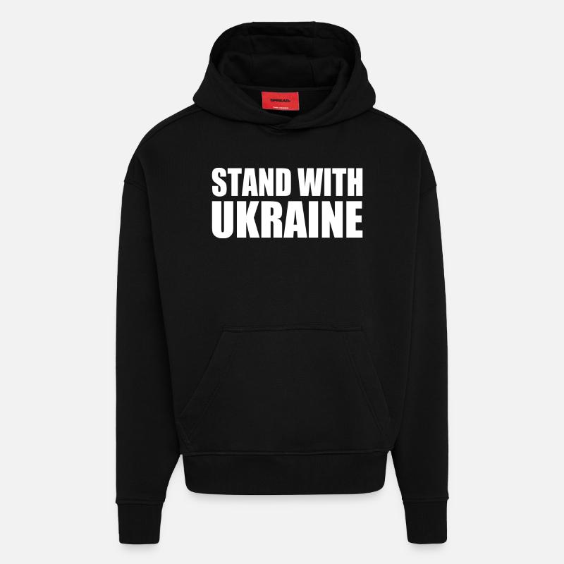 Stand with ukraine - Sweat à capuche bio épais oversize fabriqué en UE - SOLID BLACK