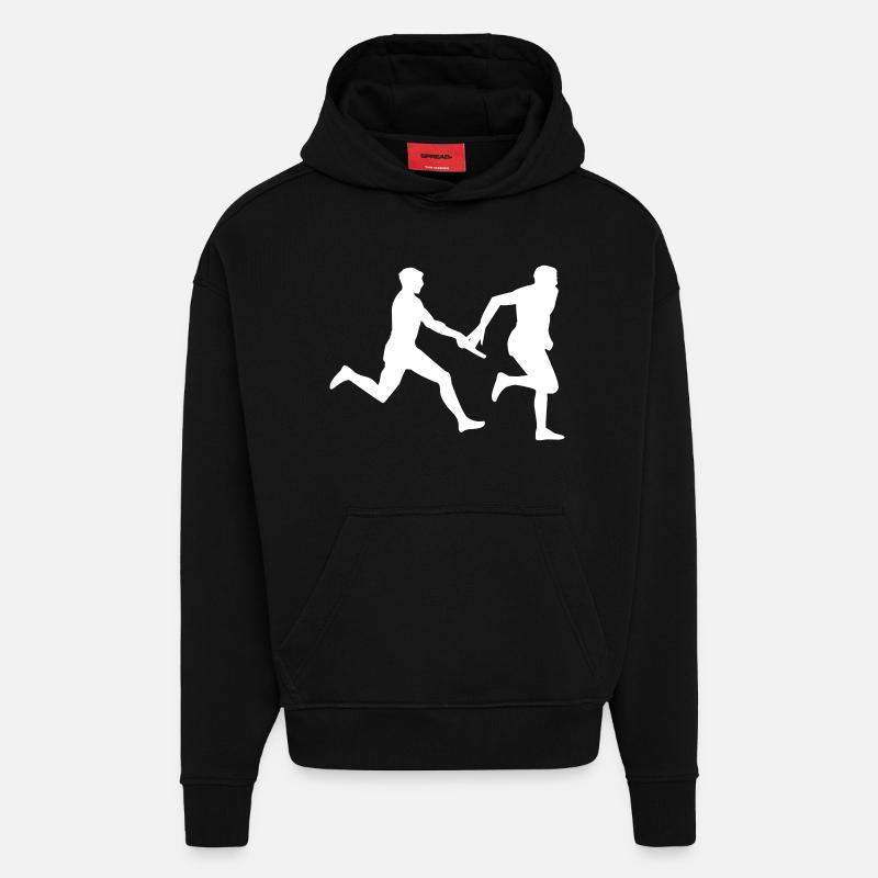 course de relais - Sweat à capuche bio épais oversize fabriqué en UE - SOLID BLACK