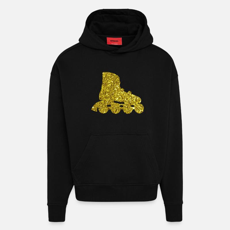 Gold Inline Skate - Hoodie- made by SPREAD  - SOLID BLACK