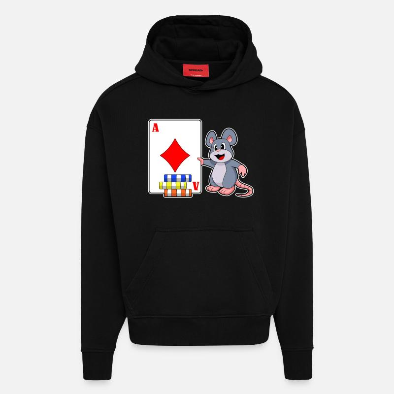 Maus Poker Pokerkarten Pokerchips - Hoodie- made by SPREAD  - SOLID BLACK