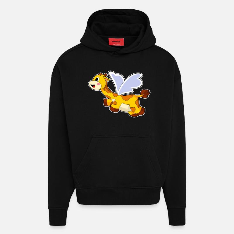 Ailes de girafe - Sweat à capuche bio épais oversize fabriqué en UE - SOLID BLACK