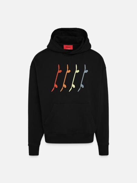 Skateboards Retro Look - Hoodie- made by SPREAD - SOLID BLACK