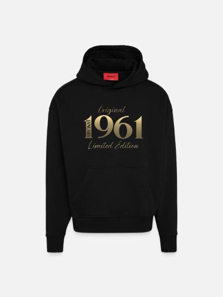 65th Birthday Original January 1961 - Hoodie- made by SPREAD  - SOLID BLACK