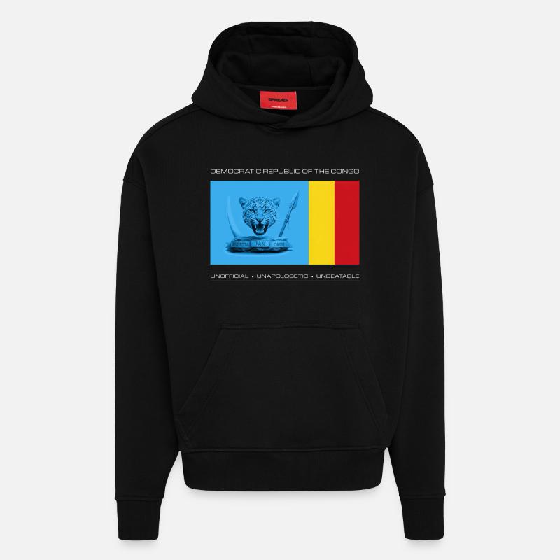 DRC BOLD UNOFFICIAL FLAG - Sweat à capuche bio épais oversize fabriqué en UE - SOLID BLACK
