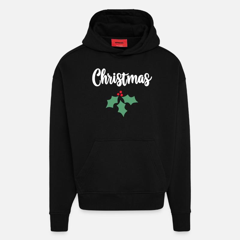 Weihnachts-Stechpalme - Hoodie- made by SPREAD  - SOLID BLACK