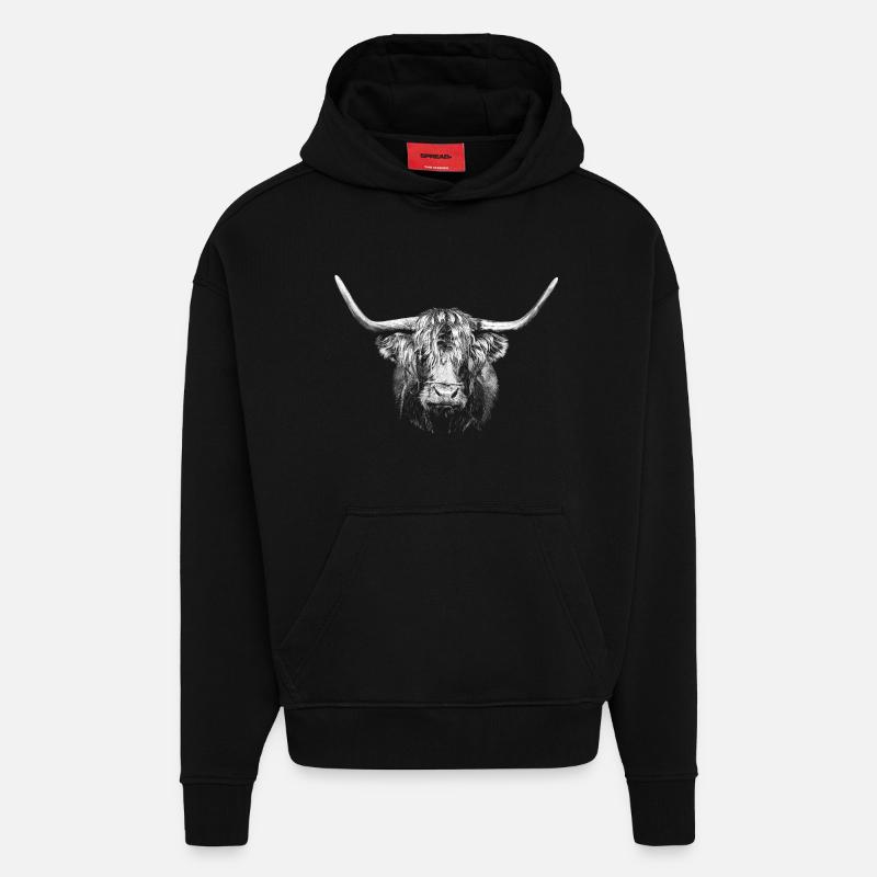 Taureau - Sweat à capuche bio épais oversize fabriqué en UE - SOLID BLACK