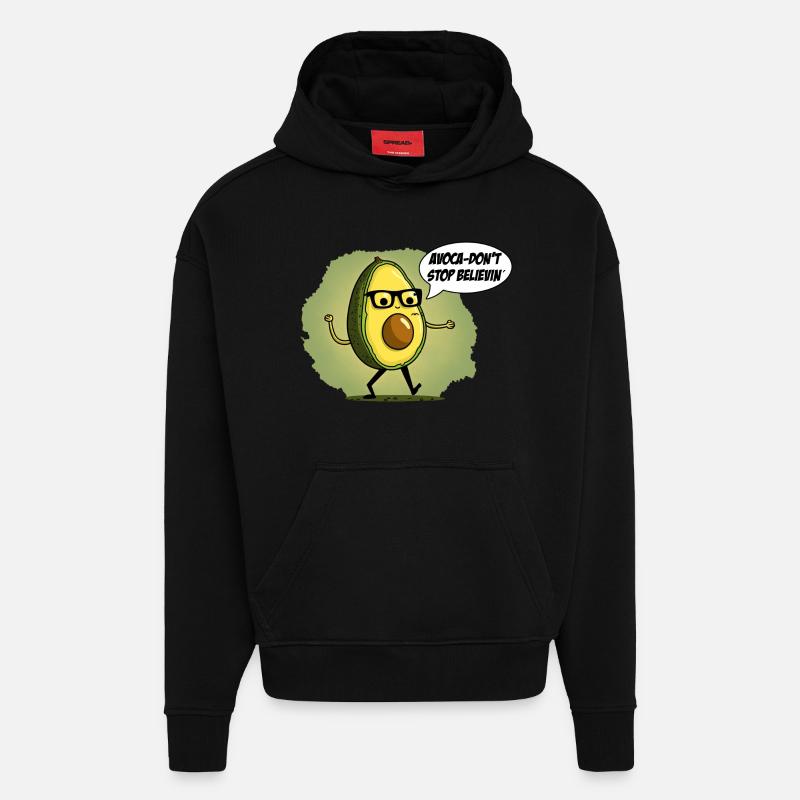N’arrêtez pas de croire Nerd Avocado - Sweat à capuche bio épais oversize fabriqué en UE - SOLID BLACK
