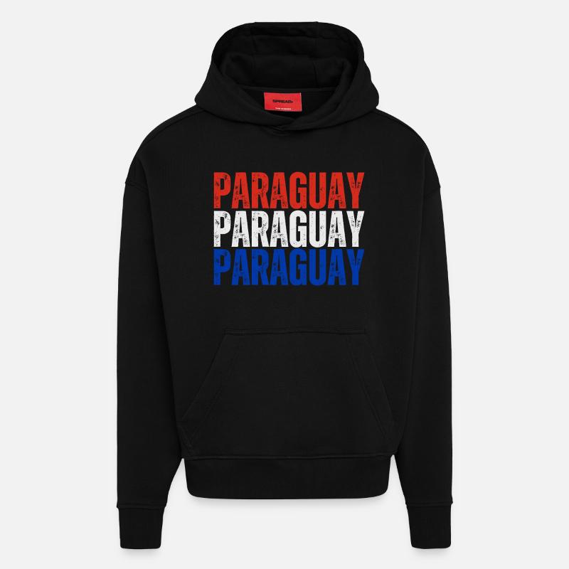 Fierté paraguayenne, drapeau paraguayen - Sweat à capuche bio épais oversize fabriqué en UE - SOLID BLACK
