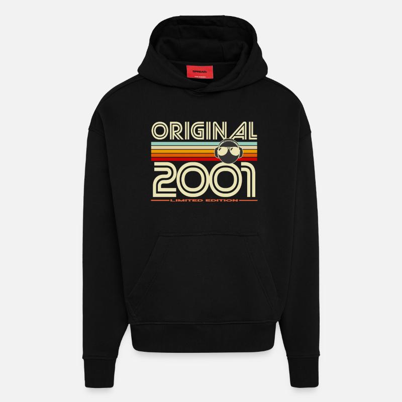 Original 2001 Édition Limitée Retro - Sweat à capuche bio épais oversize fabriqué en UE - SOLID BLACK