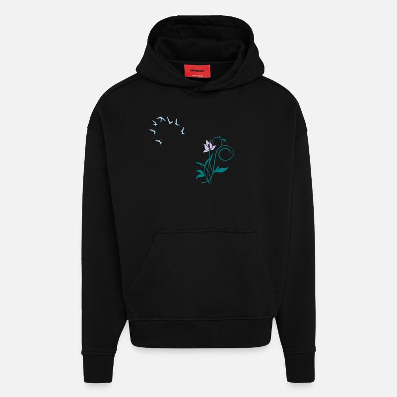 Orchidee / orchid (2c) - Sweat à capuche bio épais oversize fabriqué en UE - SOLID BLACK