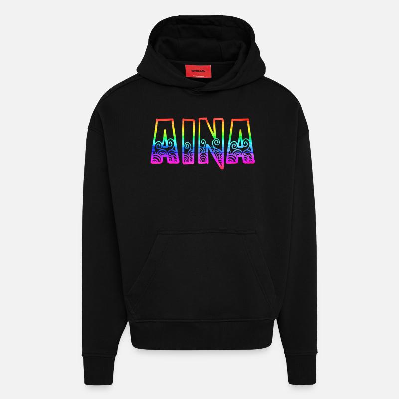aina rs rainbow - Hoodie- made by SPREAD  - SOLID BLACK