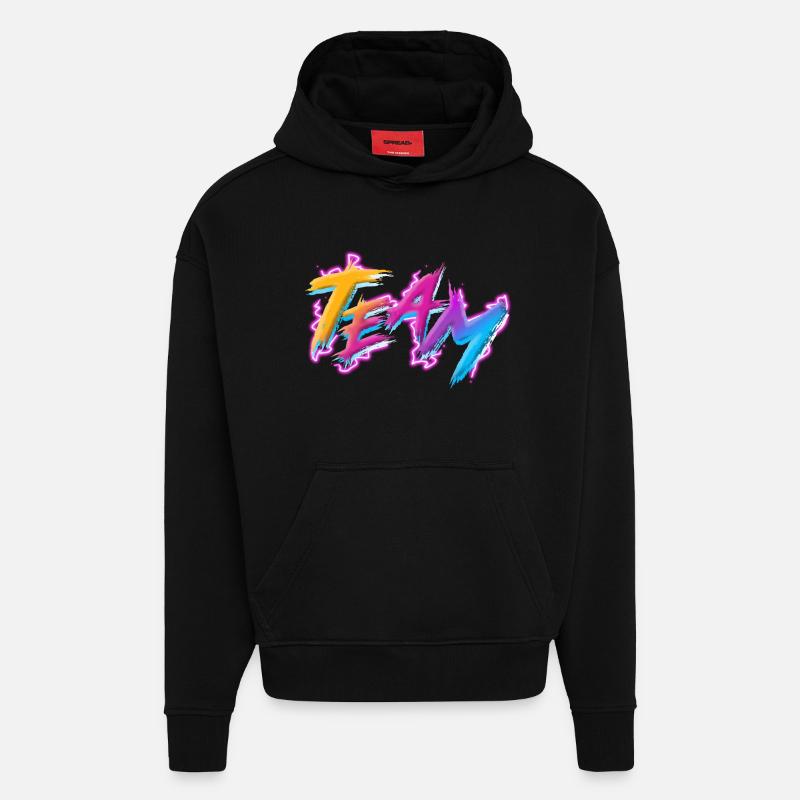 Équipe - Sweat à capuche bio épais oversize fabriqué en UE - SOLID BLACK