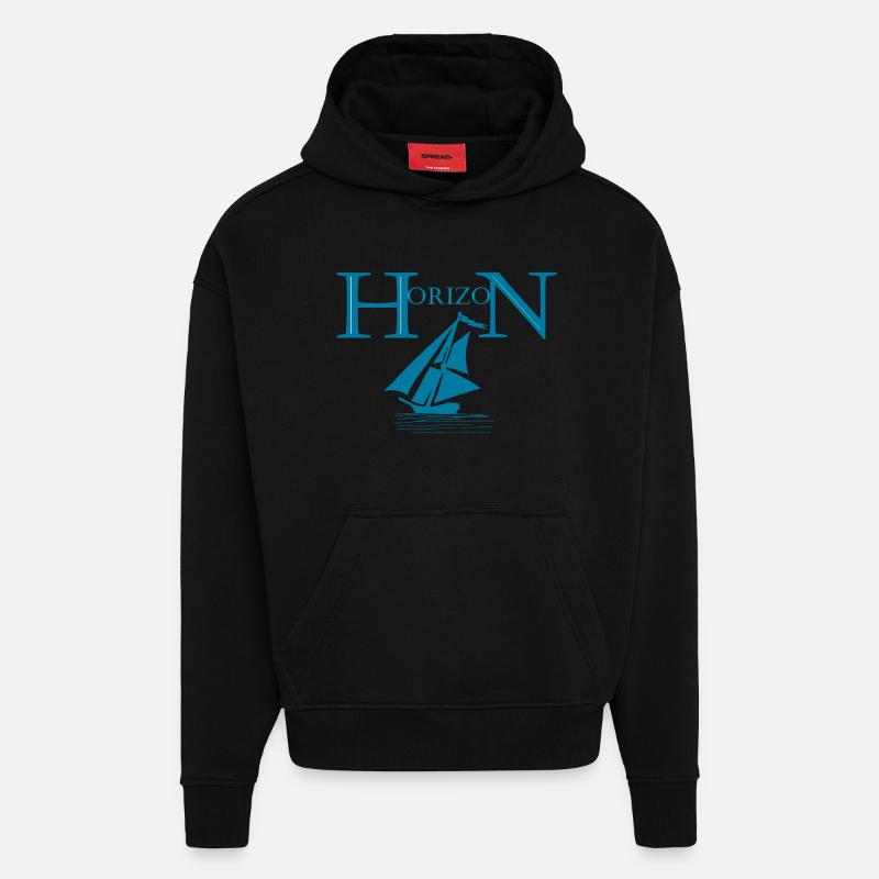 Boot und Horizont - Hoodie- made by SPREAD  - SOLID BLACK