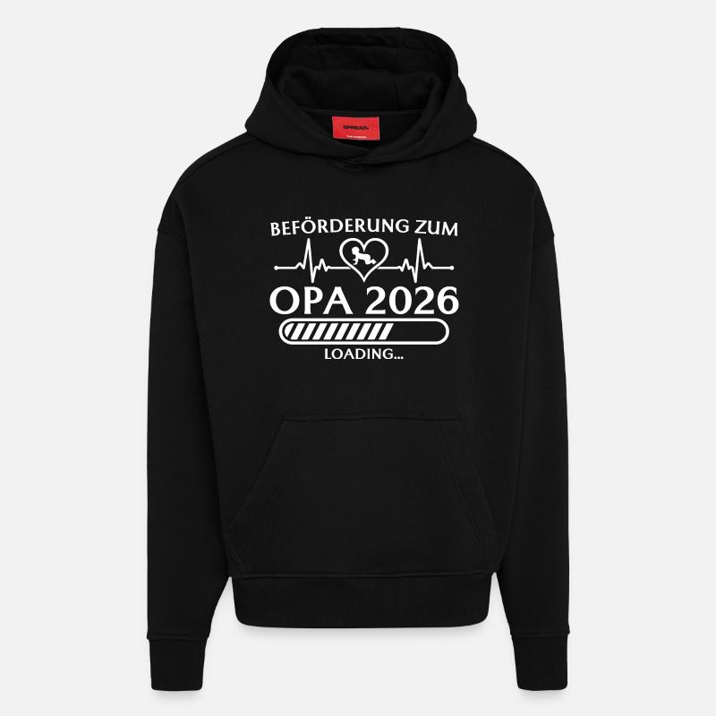 Promotion à Papy 2026 invite - Sweat à capuche bio épais oversize fabriqué en UE - SOLID BLACK