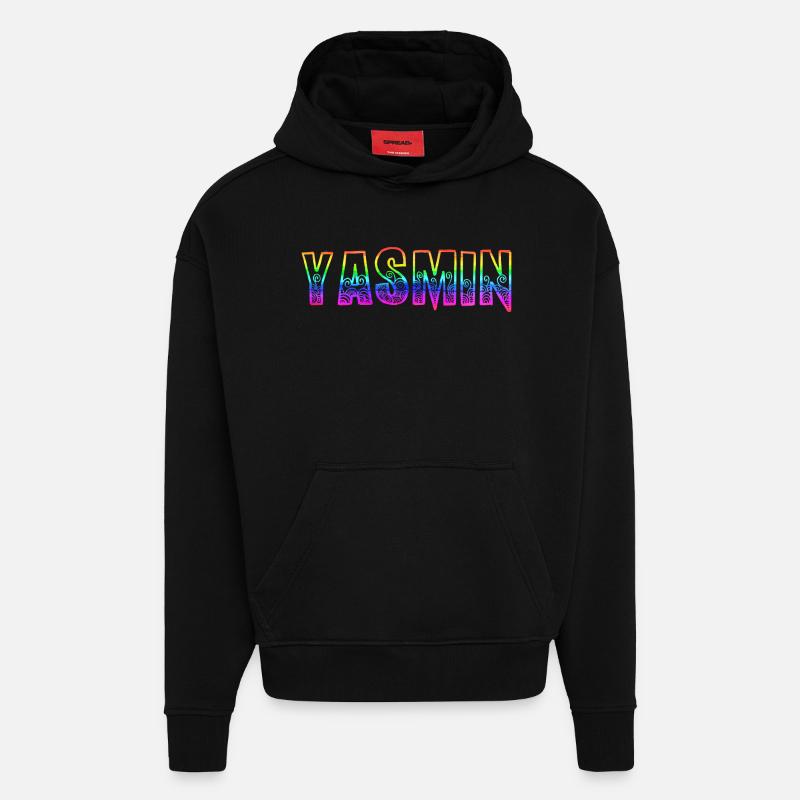 Yasmin RS Arc-en-ciel - Sweat à capuche bio épais oversize fabriqué en UE - SOLID BLACK