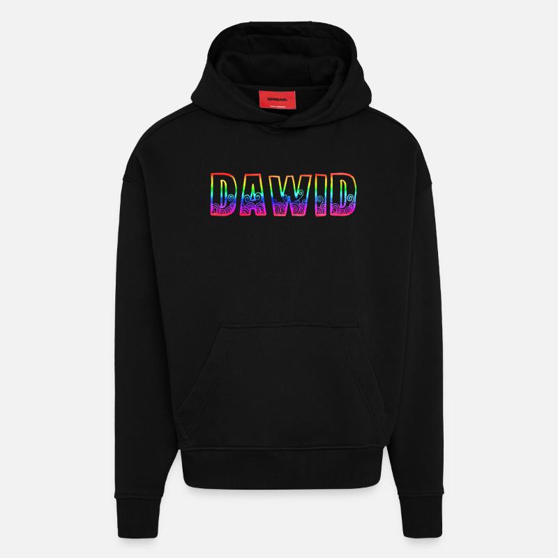 dawid rs arc-en-ciel - Sweat à capuche bio épais oversize fabriqué en UE - SOLID BLACK