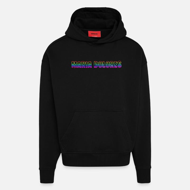 Maria Dolores RS Arc-en-ciel - Sweat à capuche bio épais oversize fabriqué en UE - SOLID BLACK