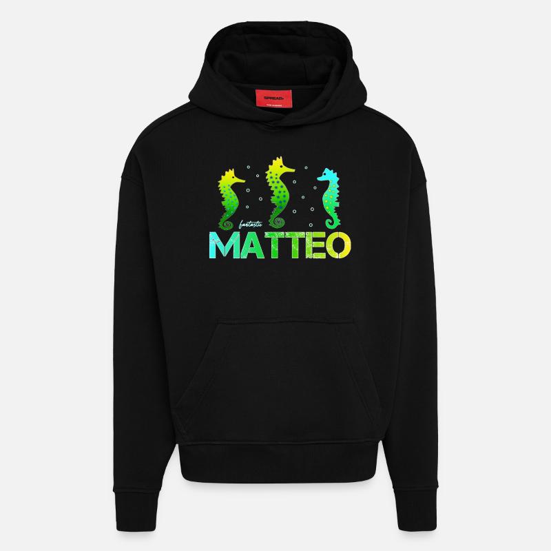 Matteo Anniversaire Matteo - Sweat à capuche bio épais oversize fabriqué en UE - SOLID BLACK